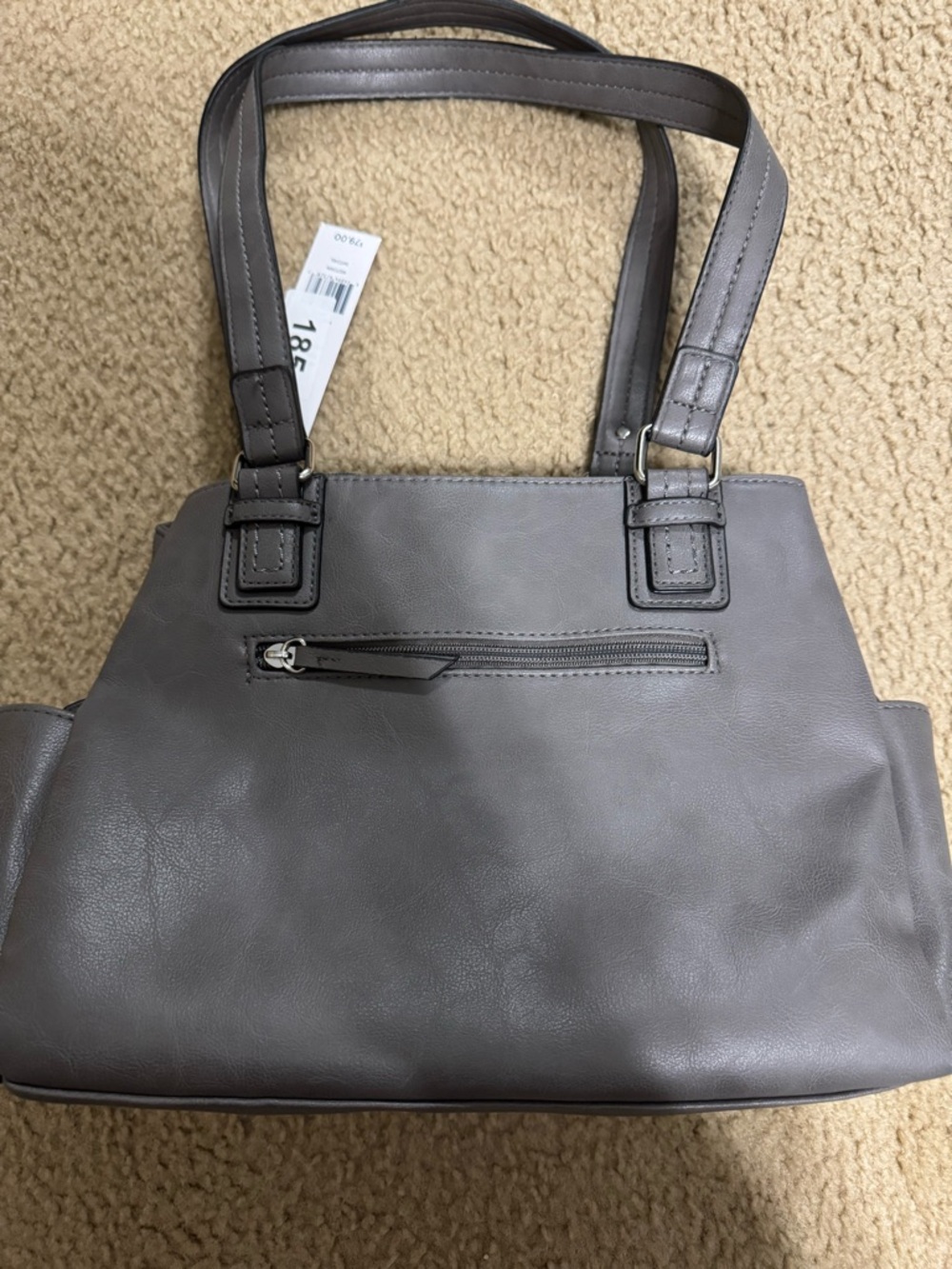 Rosetti Gray Shoulder Tote with Front Zip & Buckle Detail - Picture 2 of 8